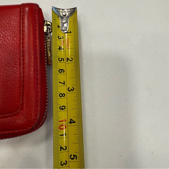 Tory Burch Women’s Amanda Zip Around Long Wallet Red Leather Gold Logo - Picture 8 of 11